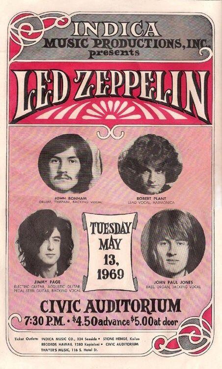 TwistShoutMag's tweet photo. #DailyPic Led Zeppelin, Hawaii concert poster, 1969 http://t.co/OQHupXpD31