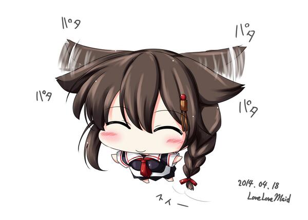 shigure (kancolle) 1girl solo braid closed eyes hair ornament school uniform hair flaps  illustration images