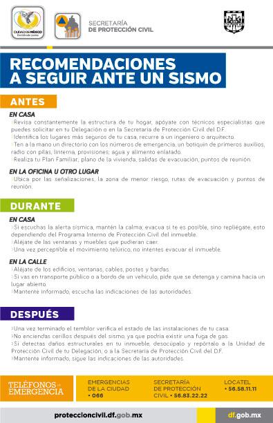 Reforma's tweet photo. RT @SPCCDMX: Recomendaciones a seguir durante #sismo. http://t.co/3r2gGMXNwI