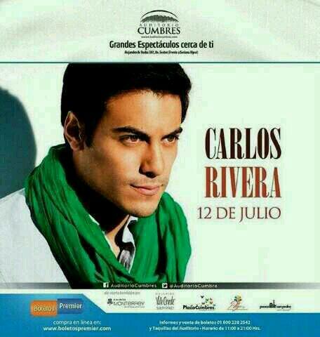 club_carigue's tweet photo. #Monterrey Regresa @_CarlosRivera al @AuditorioCumbre 12 de Julio. Ya puedes adquirir tus boletos en @Boletospremier http://t.co/1wqchjDcfG