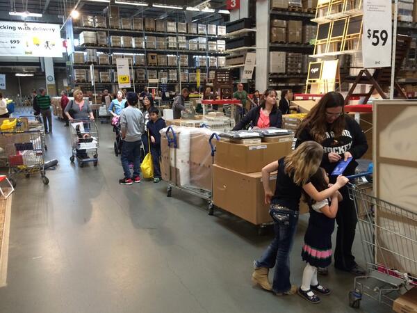 larrypalm's tweet photo. @IKEATwinCities This is making not want to shop with you today.  Worse than a weekend! http://t.co/OWHRxcBi4f