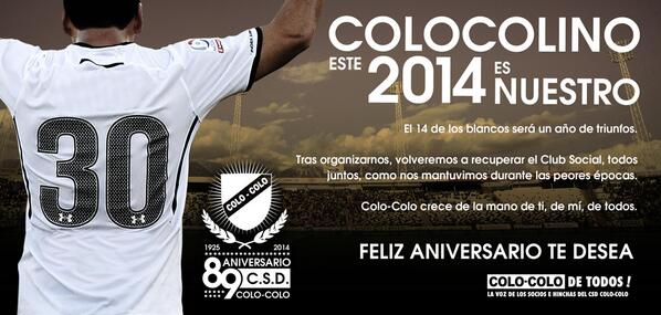 colocolodetodos's tweet photo. Nuestro saludo a toda la Familia Colocolina #89AñosColoColo http://t.co/Su90s0pdex
