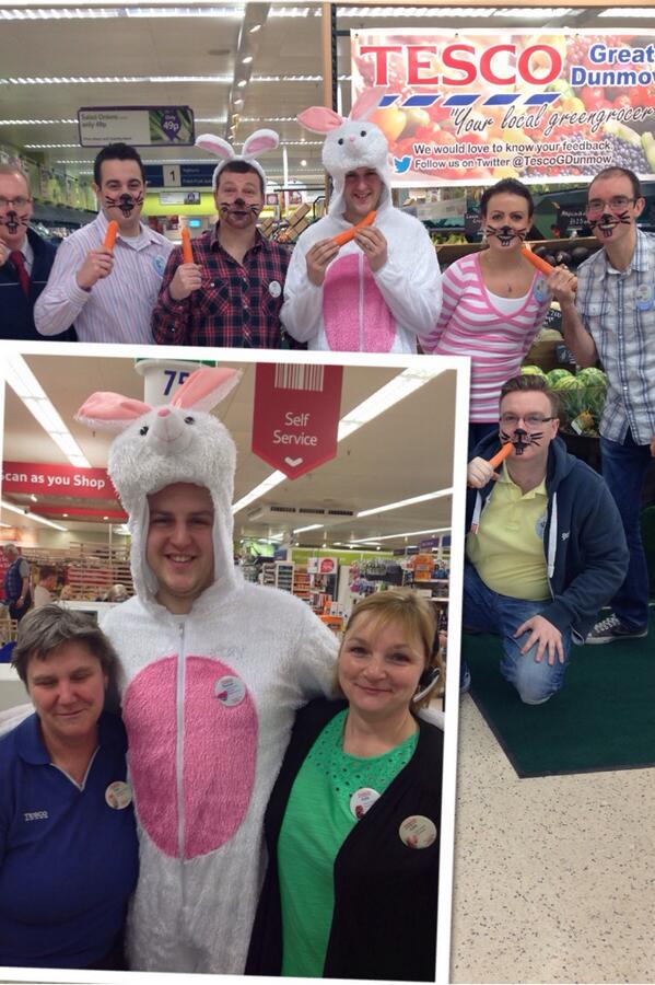 “<a href="/TescoGDunmow/">Tesco Great Dunmow</a>: Easter fun!! #funatwork ” <a href="/lolcab2u/">Lol O'Toole</a> Trust Ju to get in the act ;)