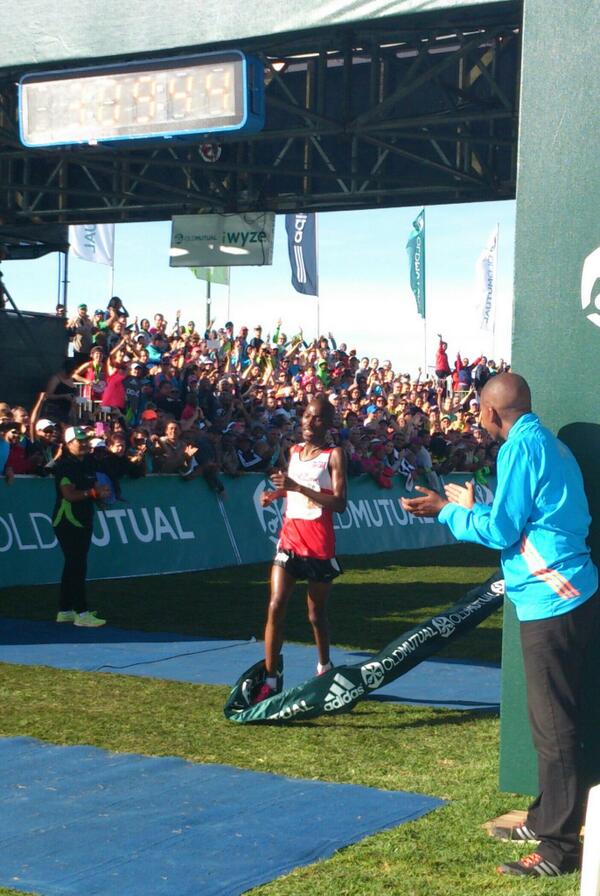Lebenya Nkoka of Lesotho is the 2014 #TwoOceansUltraMarathon champion!
