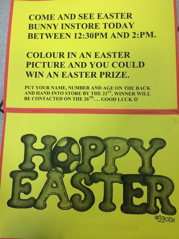 Come and see Easter bunny in store today <a href="/hmpilling/">Hannah Barnes</a>