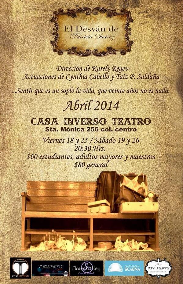 charlandoconla's tweet photo. hoy  no  te pierdas  al  función de  DESVÁN   8:30 pm  en casa inverso  santa monica  casi esquina  reforma http://t.co/e6QXdO7pLx