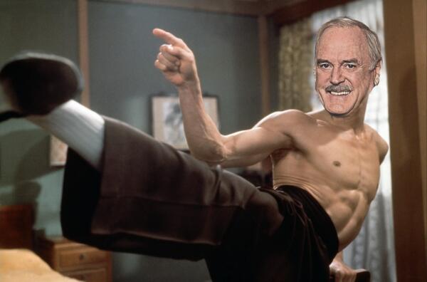 JohnCleese's tweet image. In response to the news that flesh will be revealed at the Python Reunion, I’ve started getting into shape.