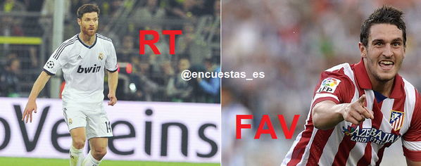 Encuestas_ES's tweet photo. (RT): XABI ALONSO
(FAV): KOKE http://t.co/Rw4ORae2Qz