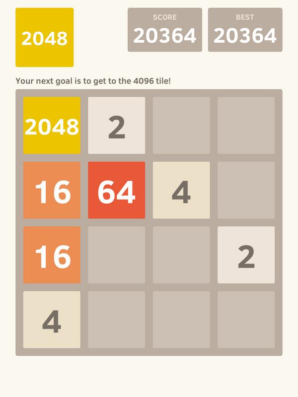memoyaran's tweet photo. I got to the 2048 tile! @2048_game https://t.co/nf4porNunS 

Hasta bir oyun. Yendiğime inanmıyorum hala :) http://t.co/peOJZVsOPD