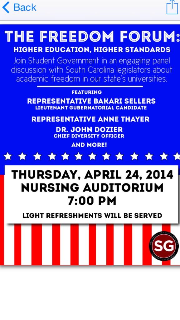 Help us join SG on Thursday night for their Freedom Forum!!!! Spread the word!