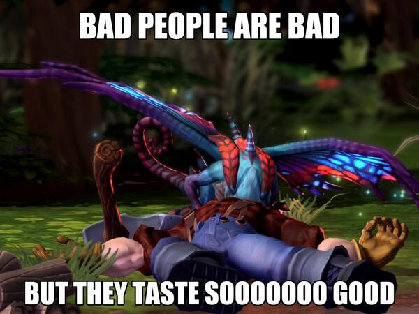 BlizzHeroes's tweet photo. Bad people are bad, but they taste soooooo good! - #BrightwingWeek http://t.co/tCHu7jgKrT