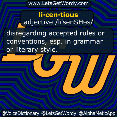 VoiceDictionary's tweet image. #licentious 04/19/2014 lacking #moral #discipline bit.ly/1jT5mXm #LetsGetWordy #dailyGFXdef #pronunciation