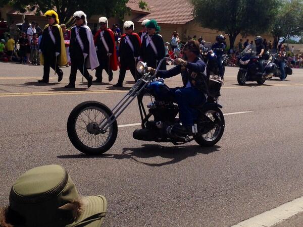 chrismatthieu's tweet photo. The @KnightsonBikes rode with the @KofC Honor Guard in the 38th Annual Ahwatukee Easter Parade! http://t.co/m3cWnkuKU1