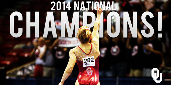 OU_WGymnastics's tweet photo. THE OKLAHOMA SOONERS ARE YOUR 2014 NATIONAL CO-CHAMPIONS!!! BOOMER SOONER!!! http://t.co/AlpjQ0qBhS