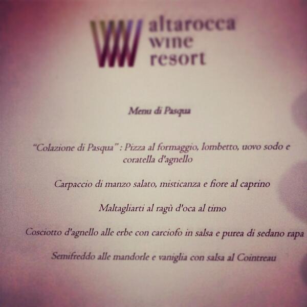 AltaroccaResort's tweet photo. Buona #Pasqua2014!  Oggi noi di Altarocca Wine Resort festeggiamo così — presso Altarocca Wine Resort. http://t.co/zKjv457RMt