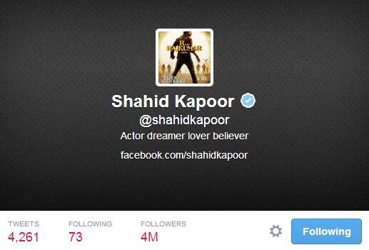 ShahidFacts's tweet photo. wow we are 4 Millions Shanatics following @shahidkapoor congratz http://t.co/uw9aO9HvQH