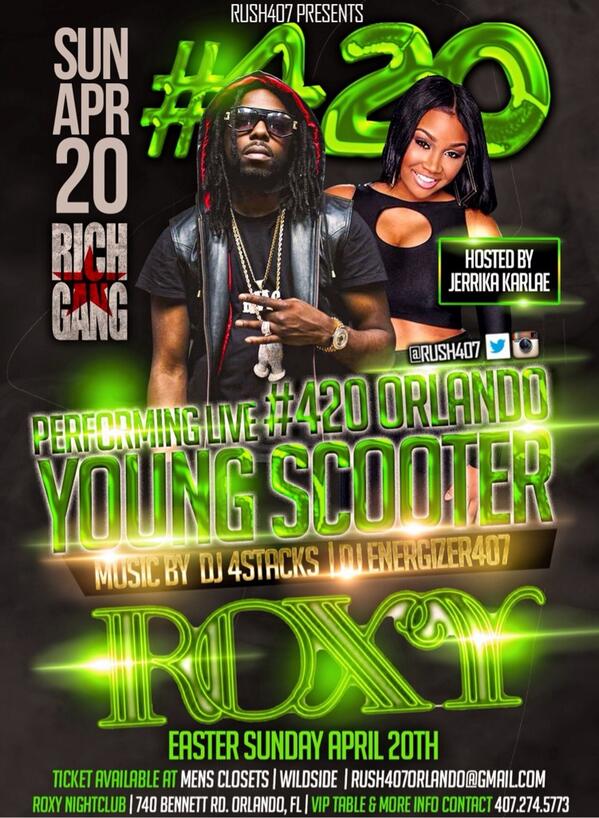 kgdadreamer's tweet image. Tonight we At @ROXY_Orlando w/ @Rush407

#420atROXY 
LiVE Performance BY @YoungScooter 
Hosted BY: @MissJerrika 😏🔥🔥🔥
