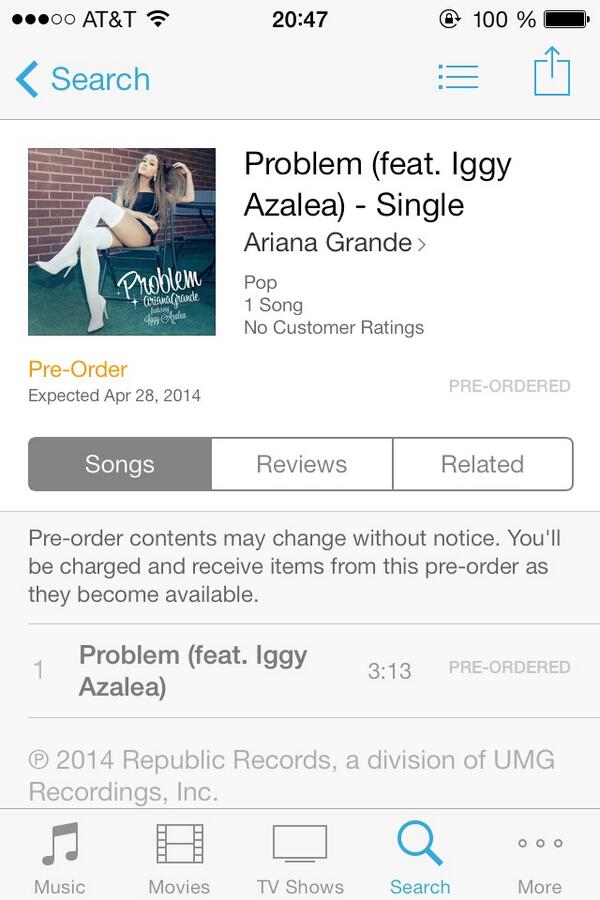 buterabra's tweet image. @ArianaGrande #PreOrderProblem ✔️ this song is gonna be so amazing i cant wait ariana so excited♡♡
