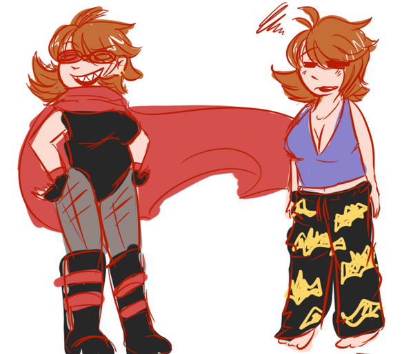 shsljustice's tweet image. //some danny outfits i doodled one time for a challenge...... her superhero/vigilante outfit and her pajamas