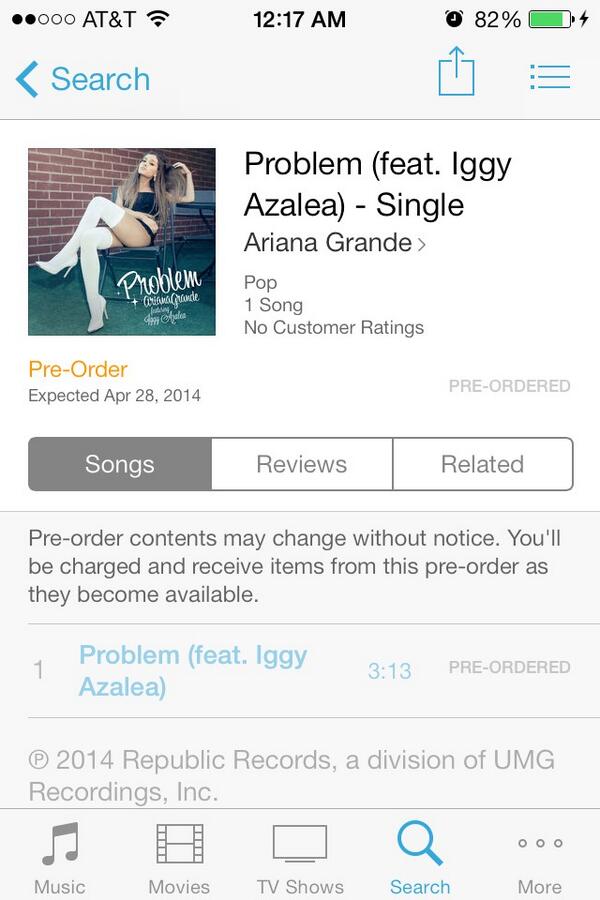 grandleariana's tweet image. YAS 💕💕💕💕 @ArianaGrande #7DaysUntilProblem #PreOrderProblem #PreOrderProblemOniTunes AGGH SO EXCITED
