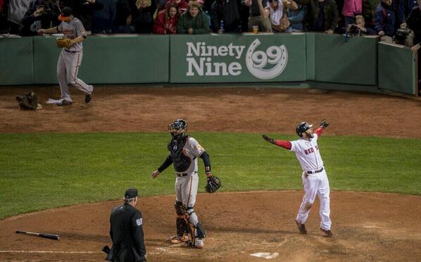 SportsCenter's tweet photo. The moment Dustin Pedroia scores a game-winning run in 9th hours before Patriots Day is a BIG DEAL. (pic via @RedSox) http://t.co/oIfyS9CR1x