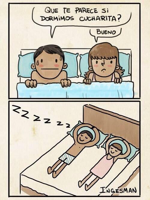 hum0r's tweet photo. —¿Qué te parece si dormimos de cucharita?
— http://t.co/hO0tGwQQ1F