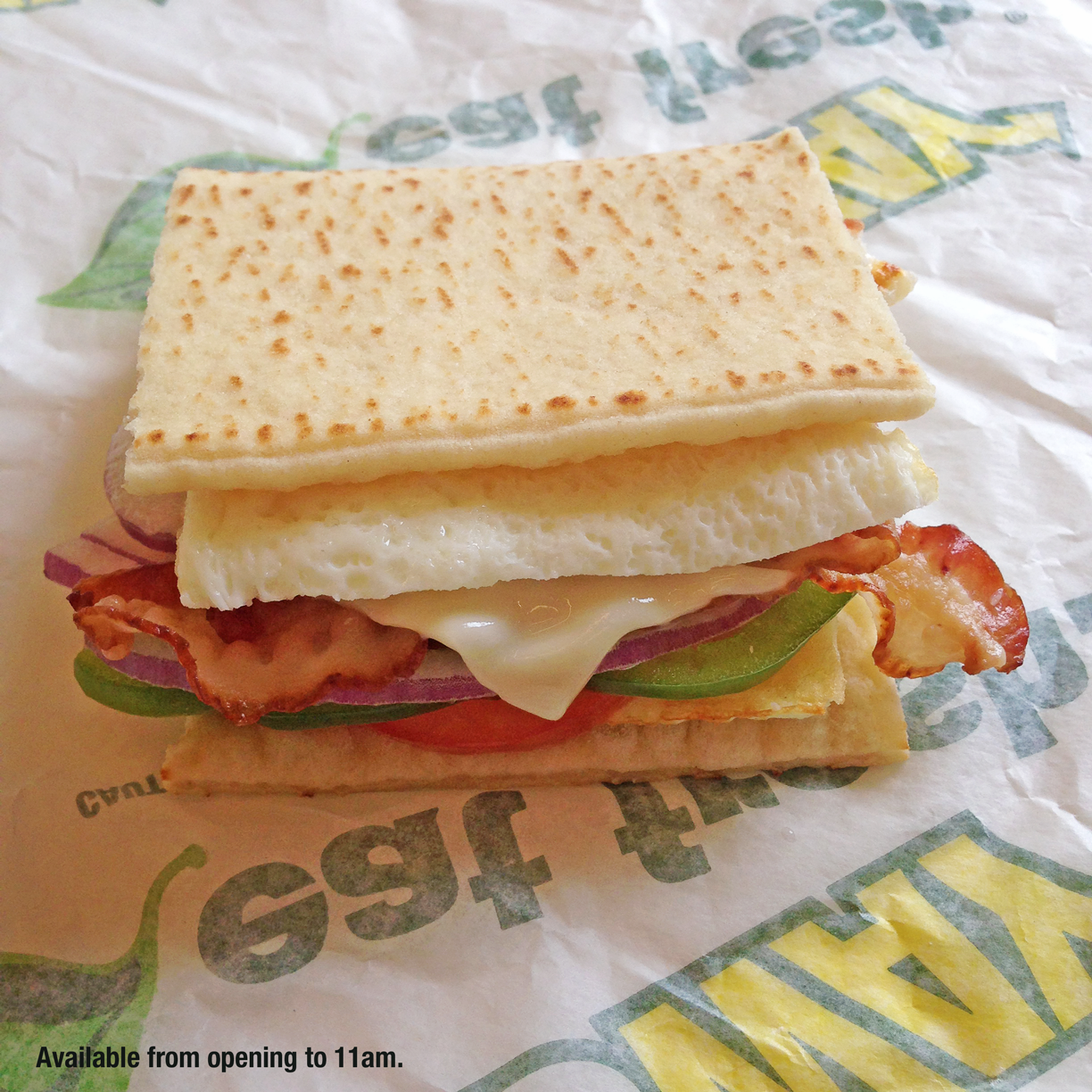 Bacon, egg white and cheese breakfast sandwich from Subway.