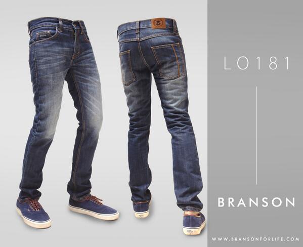 LO-181, distretch washed whiskered blue jeans, with fade made custom. Available now at bransonforlife.com