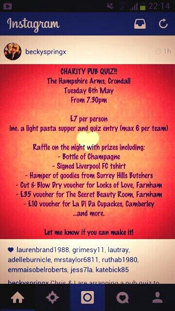 Get a team together and enter our quiz on May 6th down the <a href="/HampshireArms/">The Hampshire Arms</a> ! Message me for any deets x #lotsofprizes