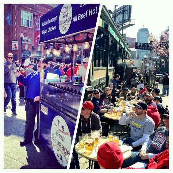 RedSox's tweet photo. Sausage and beers: totally appropriate for breakfast today. #MarathonMonday http://t.co/ieEWotxPGx