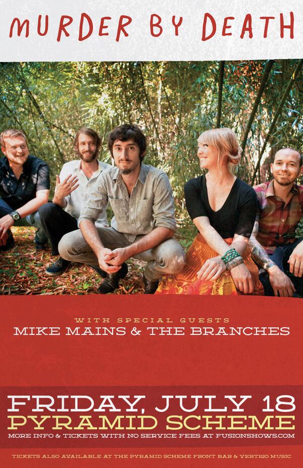 FusionShows's tweet image. Just added @MikeMainsMusic to open for @murderbydeath - 7/18 at @pyramidschemegr! 

Tickets: goo.gl/fm5CQz