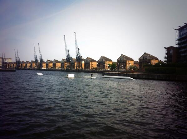 Wake boarding looked amazing! Those guys have skills! Great boat pub too. Will be back. @wakeupdocklands #London