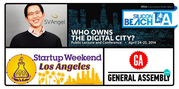 Your #SiliconBeach events this week: bit.ly/1eVGuz9 <a href="/UCLALuskin/">UCLA Luskin School of Public Affairs</a> @LailaElimam @GA_LA <a href="/DavidLee/">davidlee</a> <a href="/StartupWeekend/">Techstars Startup Weekend</a>