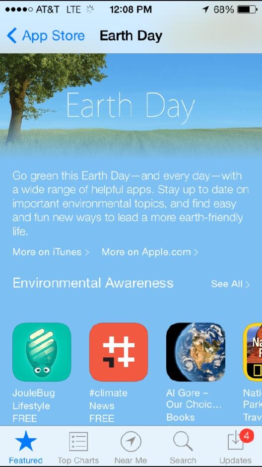 dsamuel's tweet image. Congrats to @joshmedia &amp;amp; #climate team for being featured front &amp;amp; center on Apple appstore Earth Day.