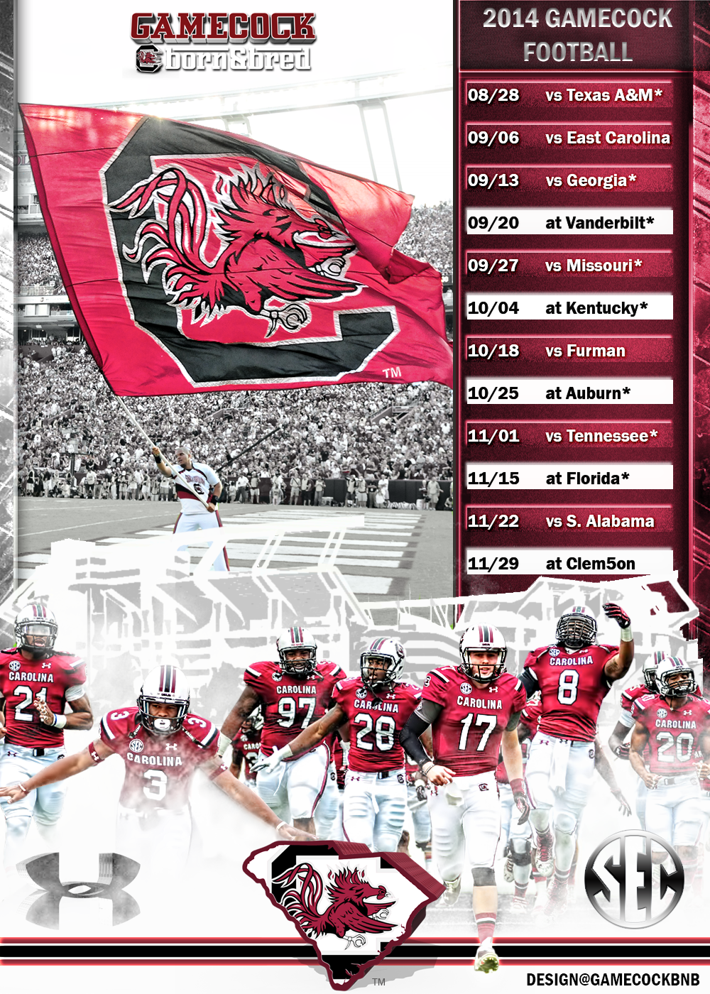 Gamecock Born & Bred on Twitter "2014 Gamecock Football Schedule 