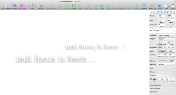 Saurjke's tweet photo. @sketchapp just noticed text layer shadow bug, coz text-box is small =) http://t.co/QLi81ihXR2