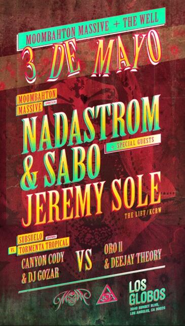 Jeremy Sole (@jeremysole) on Twitter photo <a href="/MoombahtonMassv/">Moombahton Massive</a> LA SAT5/3 <a href="/NADASTROM/">NADASTROM</a> <a href="/djsabonyc/">Sabo</a> <a href="/JeremySole/">Jeremy Sole</a> <a href="/SubsueloCrew/">Subsuelo</a> & Tormenta Tropical @ClubLosGlobos <a href="/MoombahtonMassv/">Moombahton Massive</a> LA SAT5/3 <a href="/NADASTROM/">NADASTROM</a> <a href="/djsabonyc/">Sabo</a> <a href="/JeremySole/">Jeremy Sole</a> <a href="/SubsueloCrew/">Subsuelo</a> & Tormenta Tropical @ClubLosGlobos