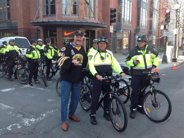 VBikeLLC's tweet image. Boston Police Bicycle Force with Police VBikes for the #BostonMarathon