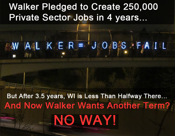OLBLightBrigade's tweet photo. @GovWalker Where are the 250,000 jobs you promised? #JobsFail #wiunion http://t.co/WFOwMvQN4G @wisaflcio @IronStache http://t.co/Pf2rCV3Pr0