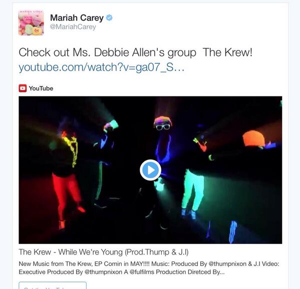 Ayyyeee! MARIAH CAREY just gave us a S/O!!!!!! thekrew.com #newmusicmonday #newartists