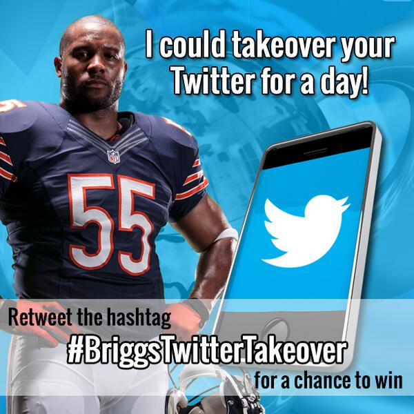 LanceBriggs's tweet photo. Only 4 hours left for you to retweet #BriggsTwitterTakeover. http://t.co/OuNbI0GntF