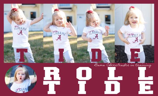 Alabama_Cheer's tweet photo. โ@BHSBengalCoach: My little Baby Bama Cheerleader in Training!! #RollTide #CheerleaderinTraining http://t.co/scnTDSYPSwโ
Love it! Roll Tide!