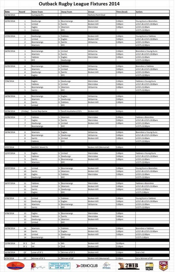 OutbackRL's tweet image. ORL draw released for 2014 @CountryRL @WesternRams
