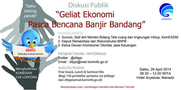 cc <a href="/fatekUNSRAT/">Teknik UNSRAT</a> <a href="/kampusorenz/">FISPOL UNSRAT</a> <a href="/UNSRAT_manado/">UNSRAT</a> <a href="/FKunsrat/">FK Unsrat</a> Seminar #ekonomibencana. 26 April. 08.30 <a href="/AryadutaManado/">HotelAryadutaManado</a>