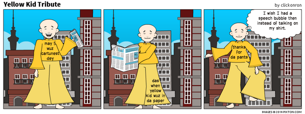 drronstrand's tweet photo. I started this yesterday but didn't get it done in time for #cartoonistday. Oh well. My tribute to Yellow Kid. http://t.co/AE780yNsOW