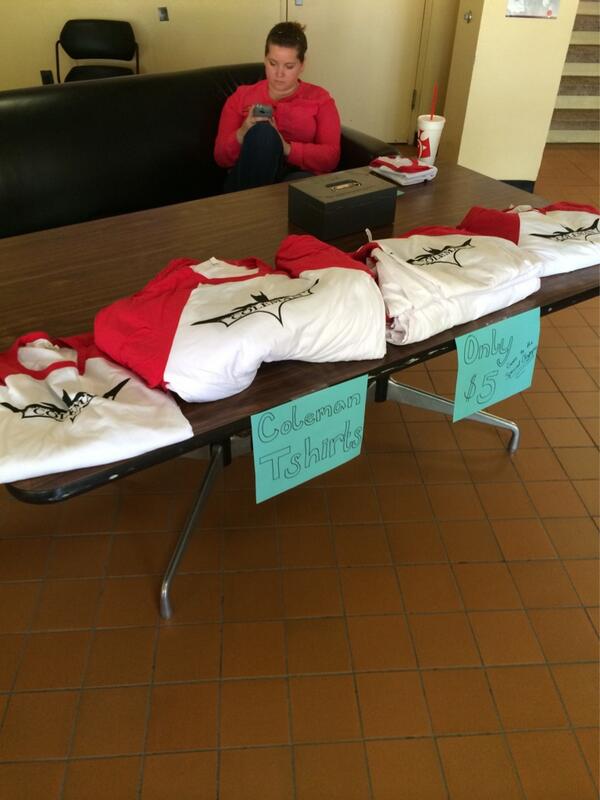 ColemanHallTTU's tweet photo. Coleman hall baseball T's now on sale $5 proceeds go to the special Olympics http://t.co/kafGG9vlcP