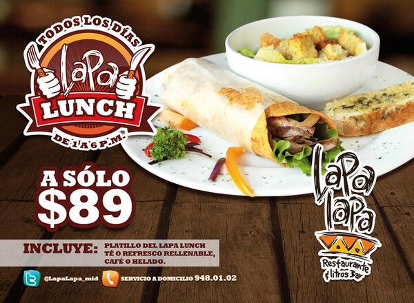 FOODBOOKMX's tweet photo. Todos los días son perfectos, con el #LapaLunch de @LapaLapa_mid  a partir de las 2:00 pm. http://t.co/EbmVyXL0dX