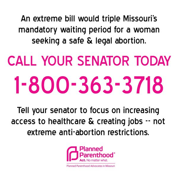Bills that triple the waiting period aren’t about women’s health, tell your Senator that enough is enough! #moleg