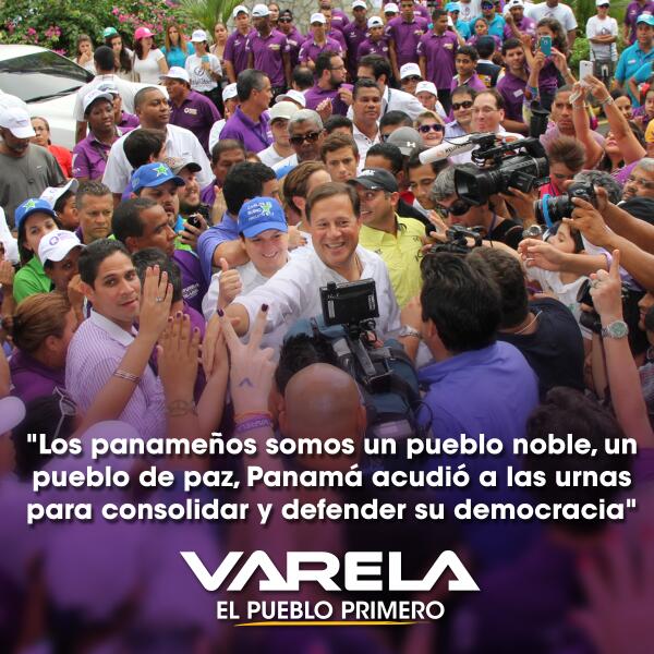 JC_Varela's tweet photo. Los panameños somos un pueblo noble, un pueblo de paz, #Panamá acudió a las urnas para defender su democracia. http://t.co/VMB8FHk2S2
