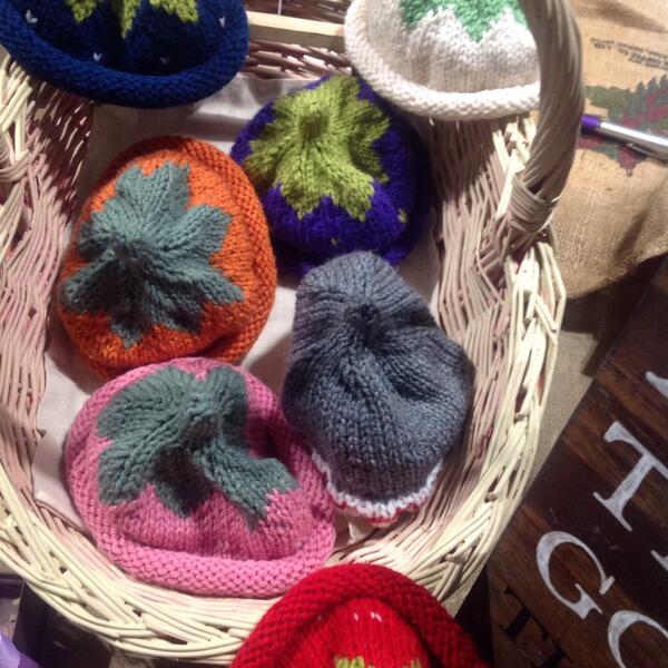 These new born 'berry cute caps' are very popular today. @VicPubMark until 3:30 today.  #yyj #buylocallyMADE